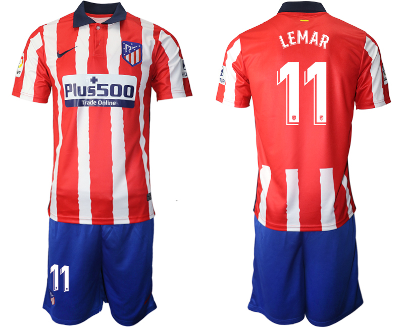 Men 2020-2021 club Atletico Madrid home #11 red Soccer Jerseys